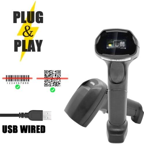 1D 2D Barcode Scanner USB Wired Bar Code Reader Support Automatic Fast and Precise Scan,for POS System,Supermarket,Warehouse