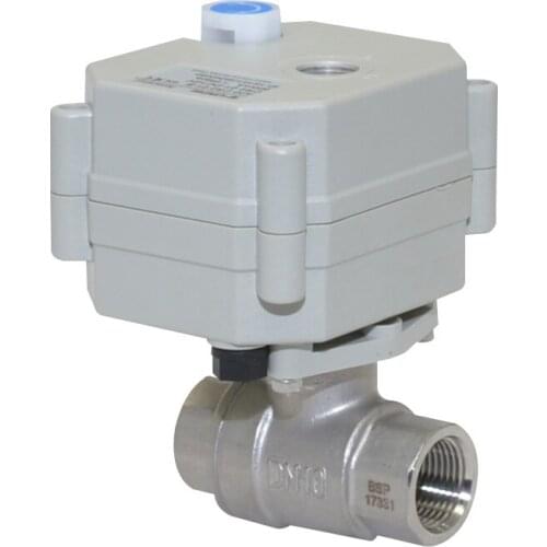 2 Way 3/8" DN10 BSP/NPT Stainless Steel Mini Motorized Ball Valve NC/NO Electric Control Valve DC5V/12V/24V With Manual Override