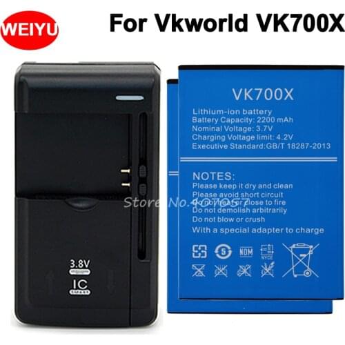 2 PCS For Vkworld VK700X Battery 2200mAh Batterie Bateria Accumulator AKKU High Quality+Universal Charger