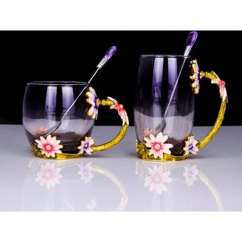 300/400ml Lorce Flower Enamel Caishui Cup Flower Cup Heat-resistant Crystal Glass Creative Birthday Gift