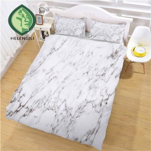 HELENGILI 3D Bedding Set Marble Print Duvet Cover Set Bedclothes with Pillowcase Bed Set Home Textiles #DLS-29