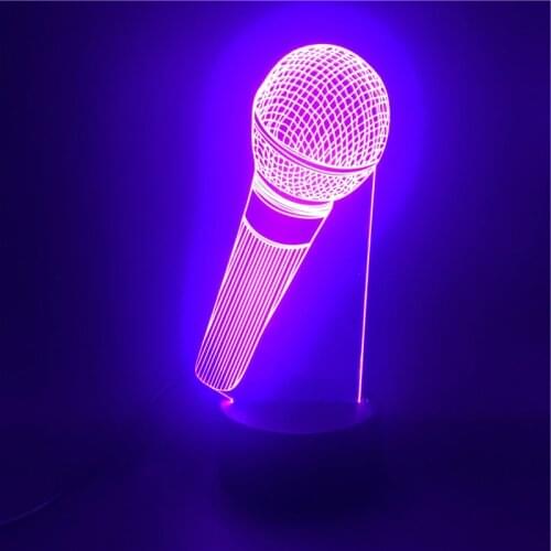 3D Night Light for Kids Microphone 3D Illusion Lamp with 16 Colours Changing and Remote Desk Decorations for Teen Girls or Boys