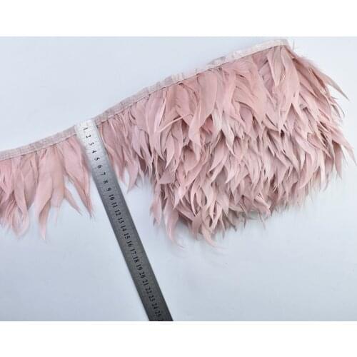 5M/10Meters Leather Pink Shred Goose Feathers Trims Geese White Pheasant Feathers for Crafts Fringe Ribbon Costume Plumes Plumas