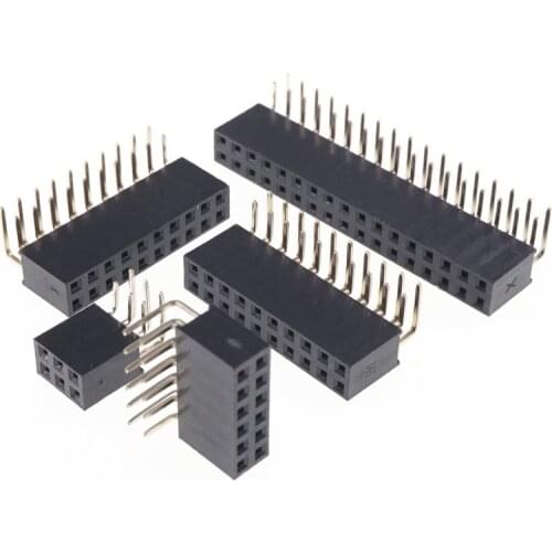 5 pcs 2.54mm DIP Pin Header Female Right Angle 90 Degree 2x2 2x3 2x4 2x5 2x6 2x7 2x8 2x9 2x10 2x13 2x15 2x17 2x20 2x30 2x40 Pin