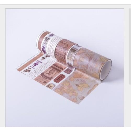 7rolls/pack European travel Vintage map stamp retro character ticket Decoration Washi Tape DIY planner Scrapbooking Masking Tape
