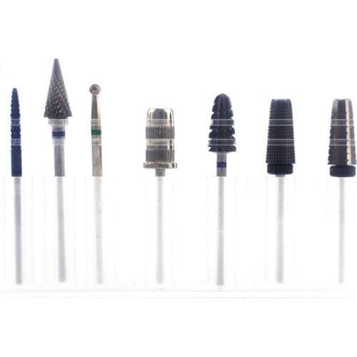 7pcs Tungsten Carbide Diamond Ceramic Nail Drill Bits Set 2.35mm Sanding Head for Electric Manicure Nail Drilling Accessories