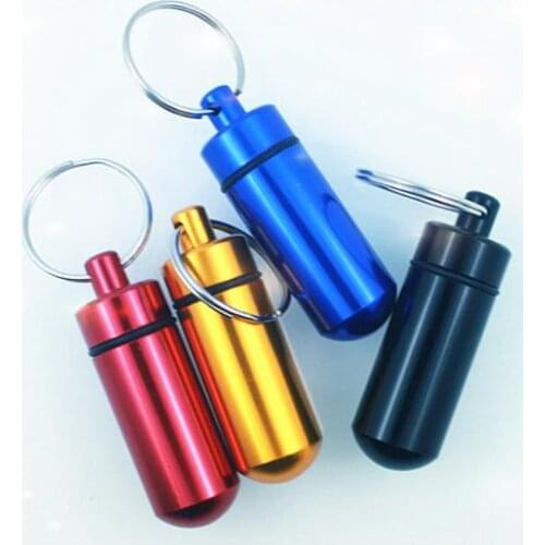 Free Shipping 1000Pcs DIY Waterproof Aluminum Pill Box Case Pill Container Bottle Drug Holder Keychain Promotional Gifts SN3670