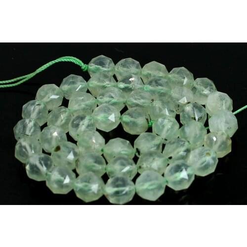 Free Shipping 8mm AAA Prehnite Polygonal Faceted Round Natural Gems Stone Jewelry DIY Beaded Beads Strand 15"