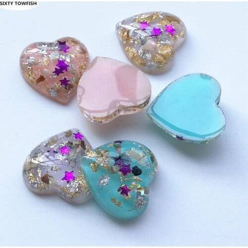 20 Pieces/lot 20*20*7mm Pink/White Color Heart Shaped Resin Beads DIY Jewelry Making Findings Shine Resin Stone Beads