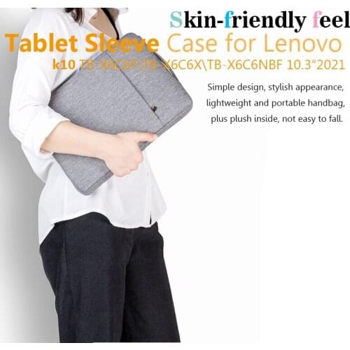 Handbag Sleeve Case For Tab K10 10.3 inch 2021 TB-X6C6 Zipper Waterproof Pouch Bag Case For Lenovo Tab K10 Tablet Funda Cover