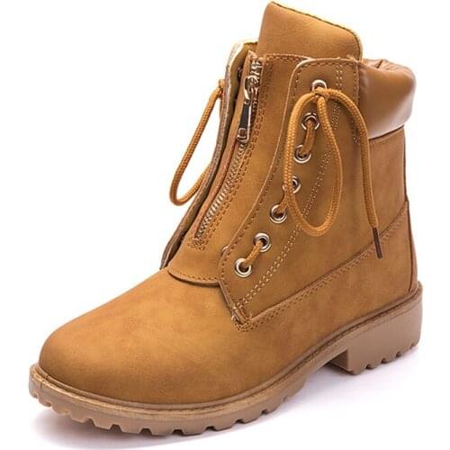 CUZULLAA Women Autumn Patchwork Lace-up Work Boots Shoes Lady Fashion Ankle Boots Female Bootie 5 Colors Plus Size 36-41