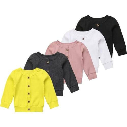 Toddler Kids Baby Girl Clothes Sweatshirt Solid Long Sleeve Kintted Top Infant Outfits Sets Tracksuit 0-24M