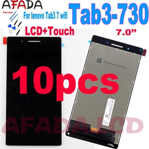 10 PCS For lenovo Tab3 7 wifi Tab3-730 Tab3-730F TB3-730 LCD Display Touch Screen Assembly with Frame