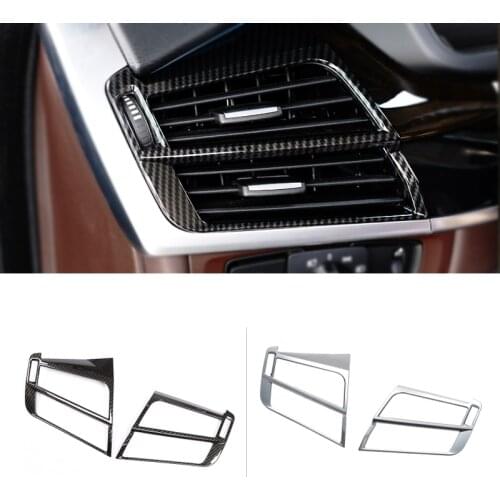 For BMW X5 X6 F15 F16 2pcs Car Carbon Fiber Texture Interior Side Air Condition Air Vent Outlet Frame Cover Protective Trim
