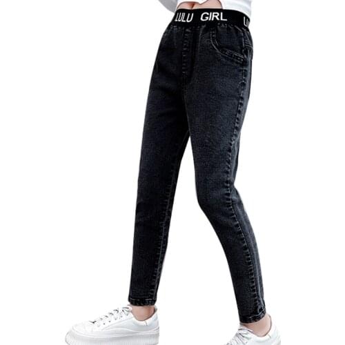 Girls Jeans Solid Color Childrens Jeans For Girl Casual Style Kids Jeans Spring Autumn Childrens Clothes 6 8 10 12 14