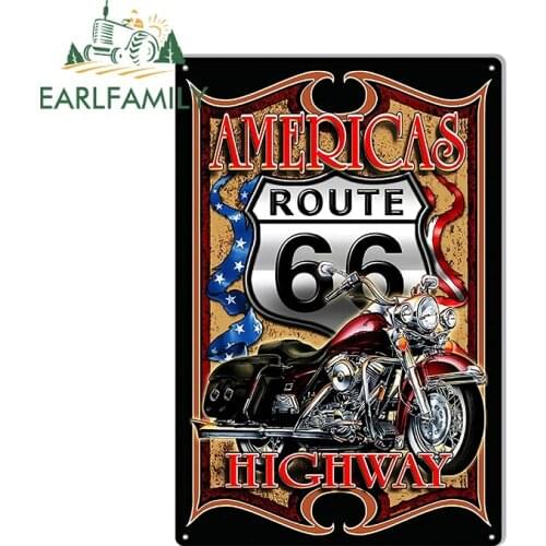 EARLFAMILY 13cm x 8.8cm Americas Highway Car Sticker Route 66 Vinyl Decal Bumper Window Stickers Waterproof Car Styling