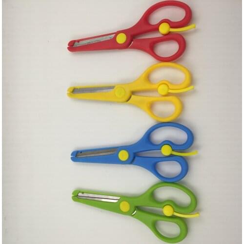 Office Culture Teach Children Students Learn Study Safe Hand Save Force Elastic Plastic All-inclusive Side Handmade DIY Scissors