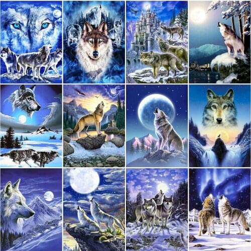 Evershine Diamond Embroidery Wolf Diamond Painting Animal Cross Stitch Full Square Round Mosaic Rhinestone Pictures Home Decor