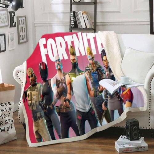 Flannel Blanket Fortnite Game Plush Blankets for Beds Thick Anime Plushie Weighted Throw Blanket 3D Digital Printing Sofa Quilt