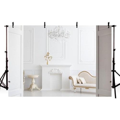 Photography Background Indoor European Luxury White Room Sofa Chandelier Gold Flower Backdrop Photo Studio Photophone Photocall