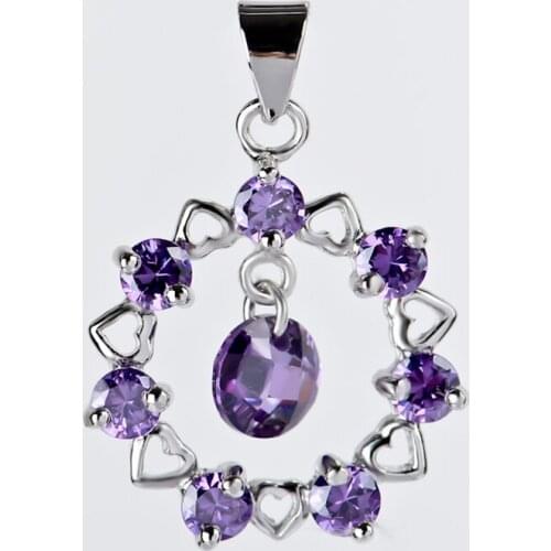 GND0371 925 Sterling Silver Pendant Beauty Charming Purple Cubic Zirconia Classic Necklaces Pendants Fashion Jewelry For Women