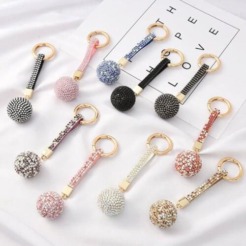 Hot Rhinestone Claw Chain Spherical Key Chain Backpack Ornaments Car Key Chain Colorful Pendant Keyring Jewelry
