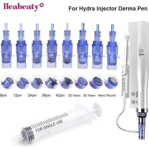 10/50PCS Microneedle Cartridges Needles with Syringe Tube Derma Pen Needle Cartridges For Hydra Injecto Gun Mesotherapy Injector
