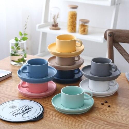 200ml Simple Style Ceramic Coffee Cup With Saucer Spoon Set Porcelain Afternoon Tea Cups Suite Breakfast Milk Mug Wholesale Home