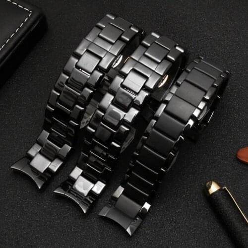 Ceramic watchband Accessories Black Watch Band Strap watch case deployment Watch buckle For AR1410 /1451/1452/1440 mans watc