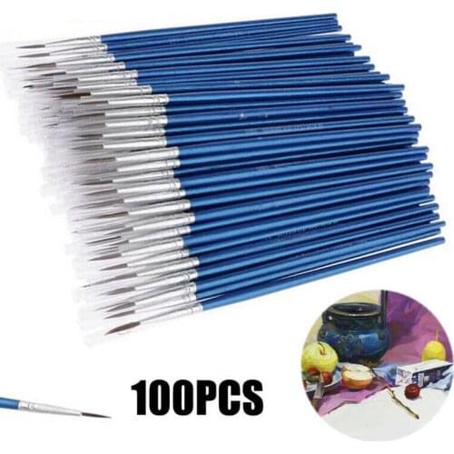 100 Pcs/set Watercolor Gouache Paint Brushes Stroke Pen Supplies Painting Hair Painting Set Art Line Brush