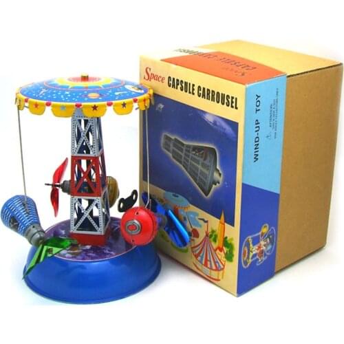 Adult Collection Antique Style Clockwork Tin Toys Wind Up Toys Robots iron Metal Models Craft carousel