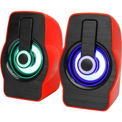 Speaker for Laptops and Mobile Phones Computer Stereo Speakers LED Backlight 3.5MM Audio Jack, USB Interface