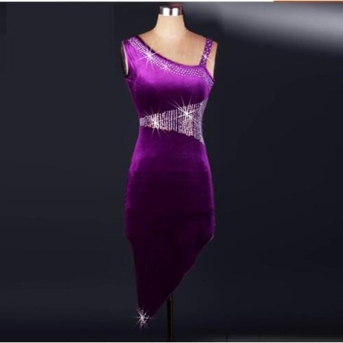 Latin dance costumes purple Tango dancing dress latino women salsa fringe rumba