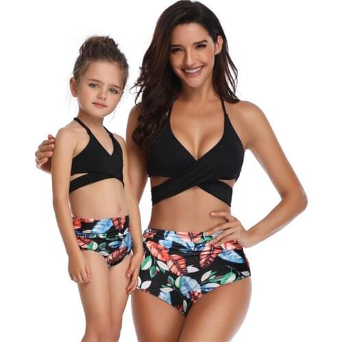 Mother Daughter Swimsuits Flower Mommy and Me Swimwear Bikini Family Look Mom and Daughter Bathing Suit Family Matching Clothes