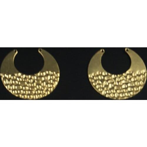 30 * 28.5 * 0.6mm brass moon piece double hole half Embossing double hole necklace pendant diy bracelet jewelry accessory