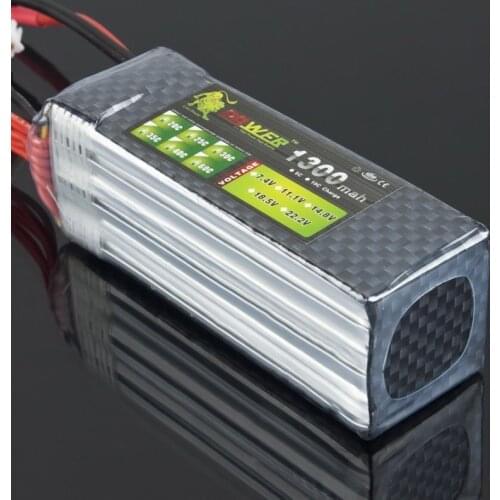 1pcs Lion Power RC Lipo Battery 22.2V 1300Mah 30C MAX 45C T Plug for Align TREX 450 450L RC Helicopter Car