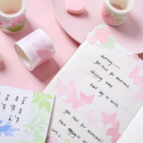 DIY Cute Cartoon Paper Masking Tapes Strawberry leaves Hollow Decorative Adhesive Washi Tape School Supplies
