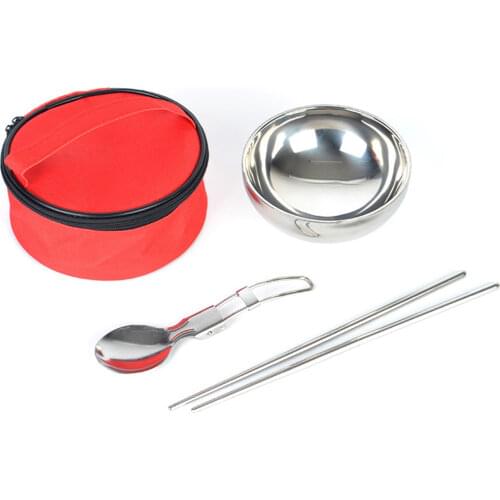Bowl Stainless Steel Two Layers Insulated Tableware Set Camping Picnic Lunch Box Useful Food Storage Container Meal Supplies