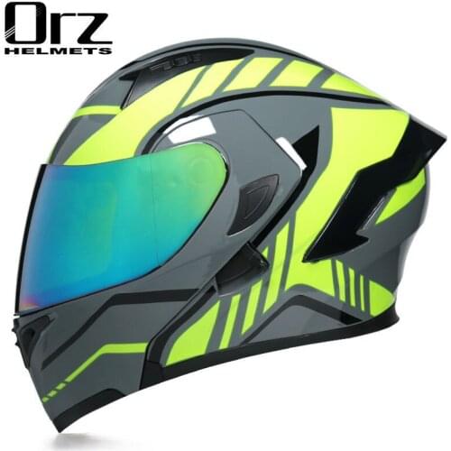 Cool Flip Up Visor Helmet Dual Lens Casco Moto Personality Motorcycle Helmet Full Face Casco DOT Protective Motorbike Helmets