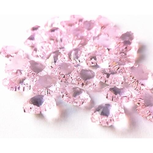 2019 New Pink Snowflake Beads 100pcs/lot in 2 holes Cut&Faceted 14mm K9 Crystal Curtain & Chandelier Beads For Diy Accessories