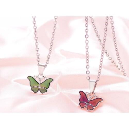 Butterfly Gemstone Color Change Mood Pendant Emotion Feeling Necklace