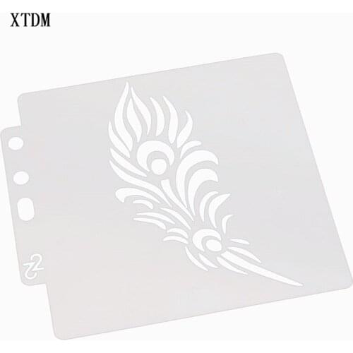 Feather plastic mold shield DIY cake scrapbook stencils hollow Embellishments printing lace ruler Valentines Day