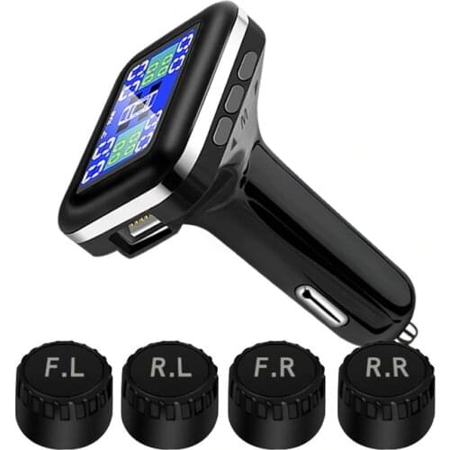 Profession Auto Wireless Universal TPMS Tire Pressure Sensor Tire Pressure Monitoring System with USB socket show temperature
