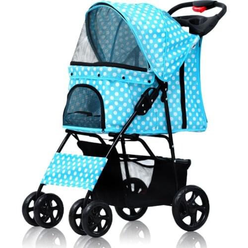 Outing Small and Medium-sized Light Pet Stroller Dog Folding Four-wheeled Cat Universal Supplies