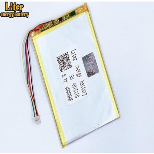Plug 1.0-5P 4075110 3.7V 4000mah Tablet PC lipo battery in rechargeable Batteries with full capacity