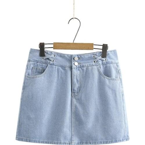 Plus Size XL-4XL Womens Denim Skirts Casual A-line Spring Summer Mini Skirts