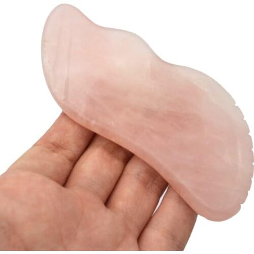 S Shape Natural Rose Quartz Jade Mssager, Body Gua Sha Therapy to Lift the Skin
