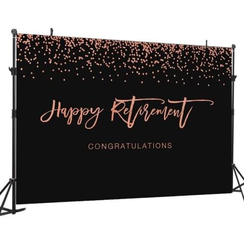 Happy Retirement Backdrop Red Gold Glitter Photo Background Retirement Party Decor Photo Booth Prop