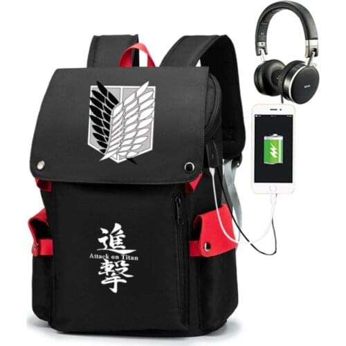 Attack on Titan Teenage School Backpack Bag Girls Boys Back To School Bags USB Charging Shoulder Bookbag Travel Laptop Mochila