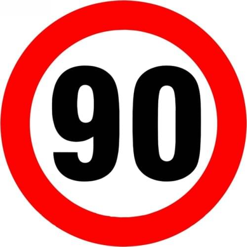 Speed Limit Sign 90 Km/h Car Sticker PVC Coloful Decals Automobile Motorcycle Accessories Sticker Reflective Stickers,16cm*16cm